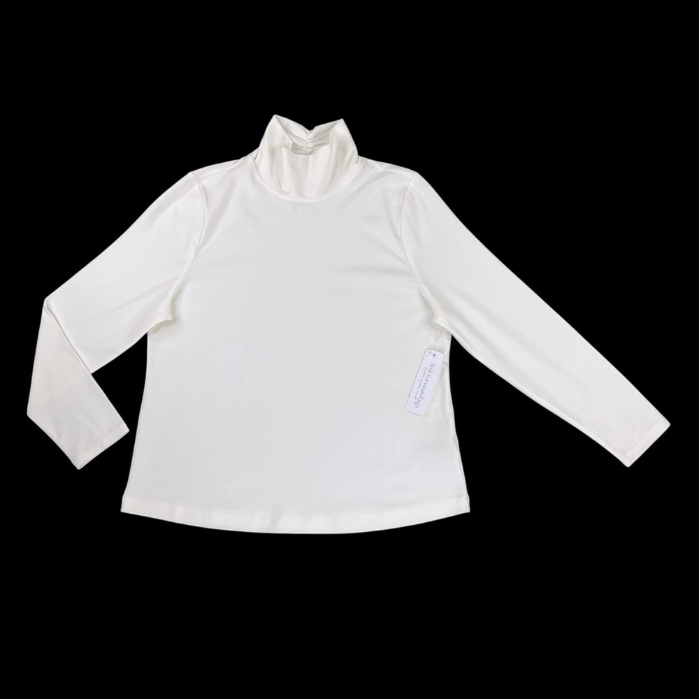 Soft Surroundings Top Women XLP Ivory Long Sleeve Turtleneck Stretch Basic NWT
